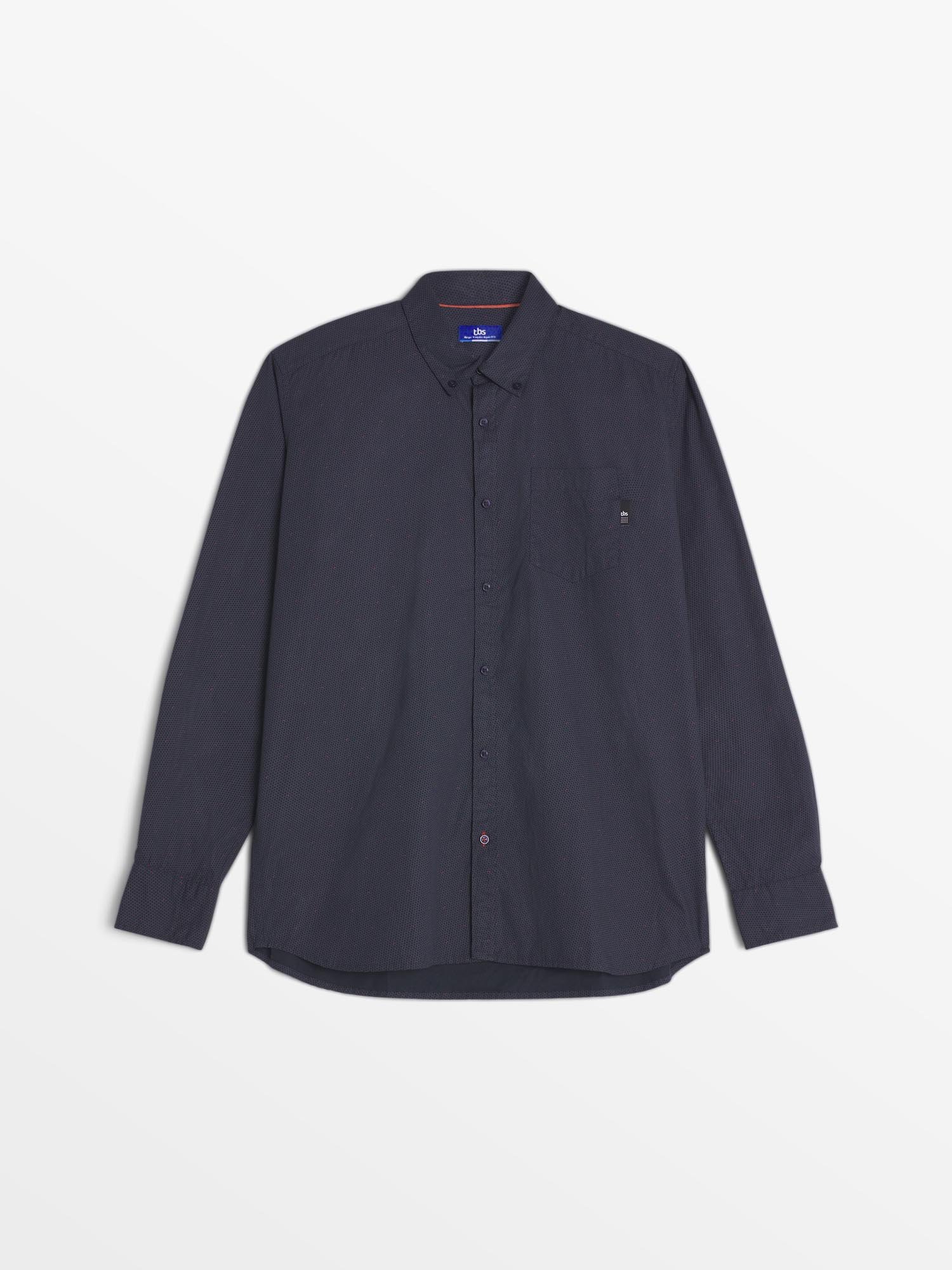 Chemise Homme Micro Motif Coton Noir