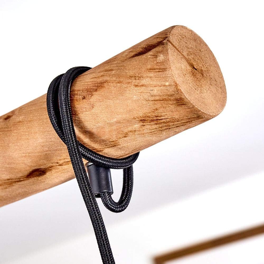 HOFSTEIN Pendelleuchte Imana 4-flammige Deckenlampe aus Metall in schwarz und kupferfarben, Vintage Look, Pendellampe mit Holz in Natur für Esszimmer, Küche, 4 x E27, höhenverstellbar bis max. 120cm