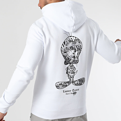 Sweat Capuche Tweety Graffiti Grey Blanc