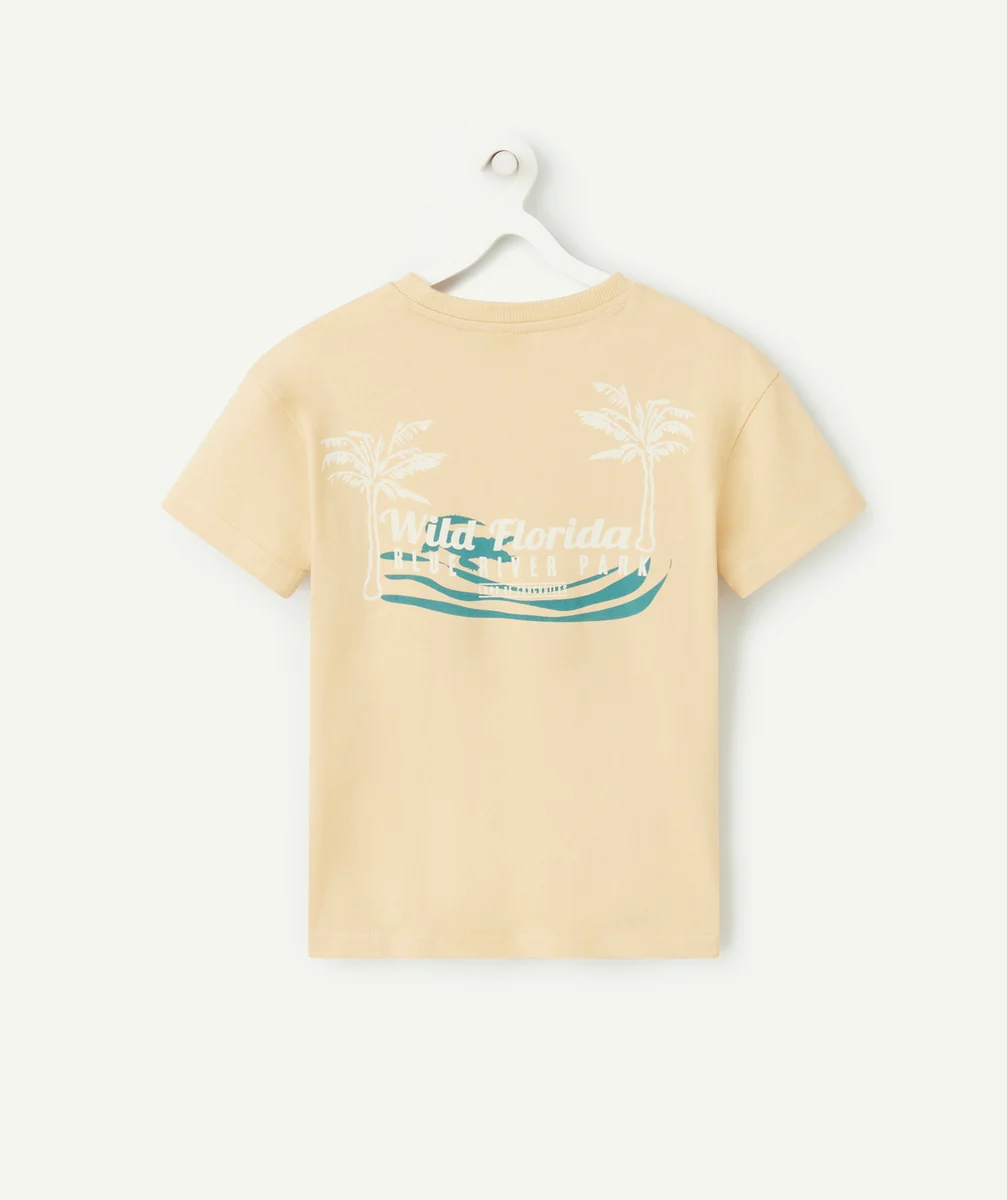 t-shirt bébé garçon en coton bio beige avec palmiers et messages florida