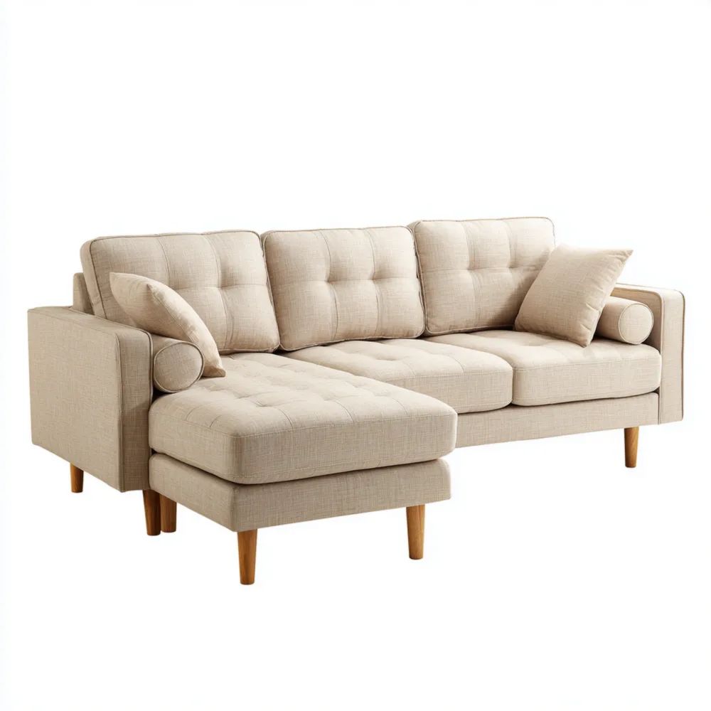 Ecksofa Stoffpolster 200x80x85 cm – Beige – Modernes Design