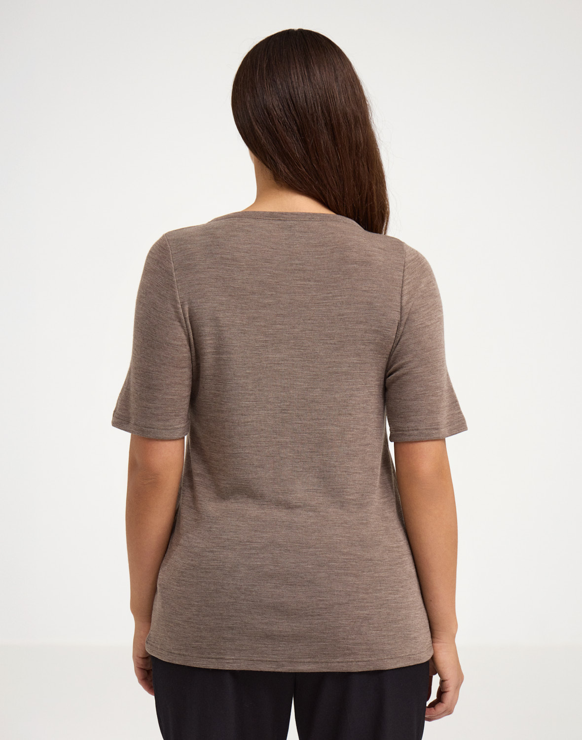 T-shirt van merinowol voor dames in Zwart