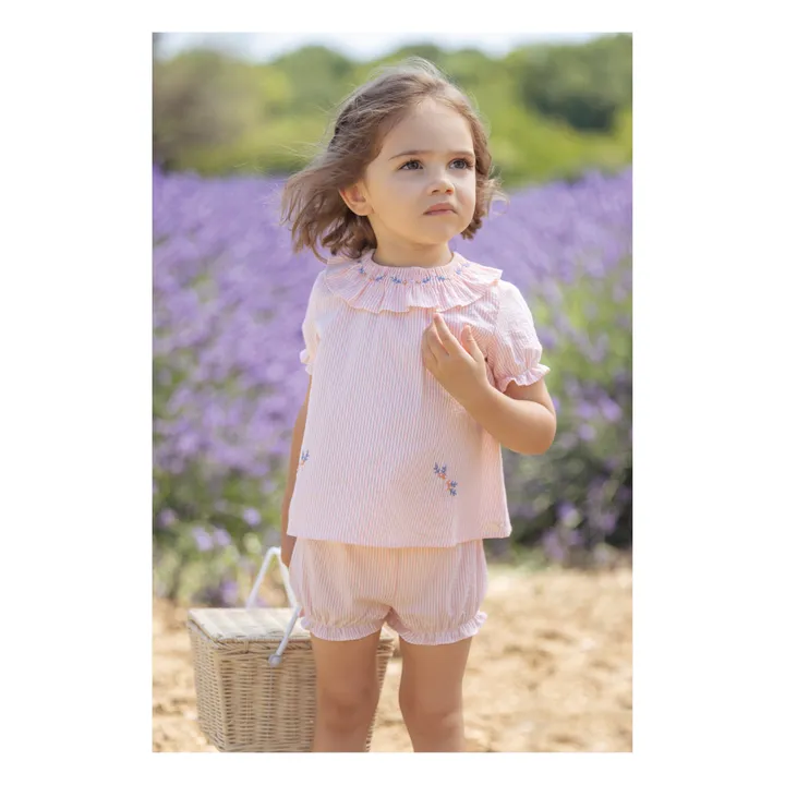 Tartine et Chocolat Ensemble Rayé Blouse et Bloomer | Rose pâle