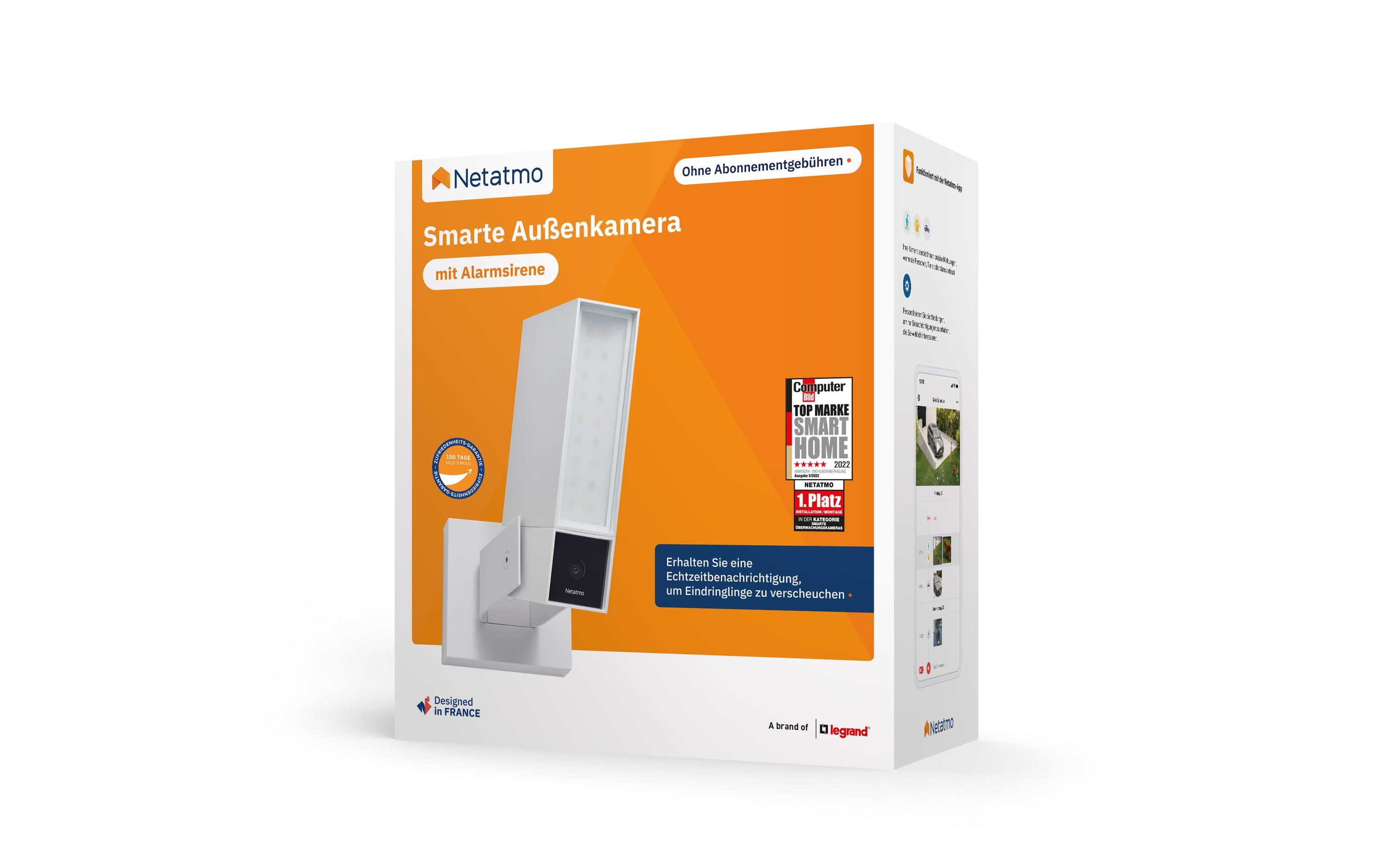 Netzwerkkamera Smarte Aussenkamera mit Sirene Weiss<br>Netatmo Smarte Aussenkamera mit Sirene