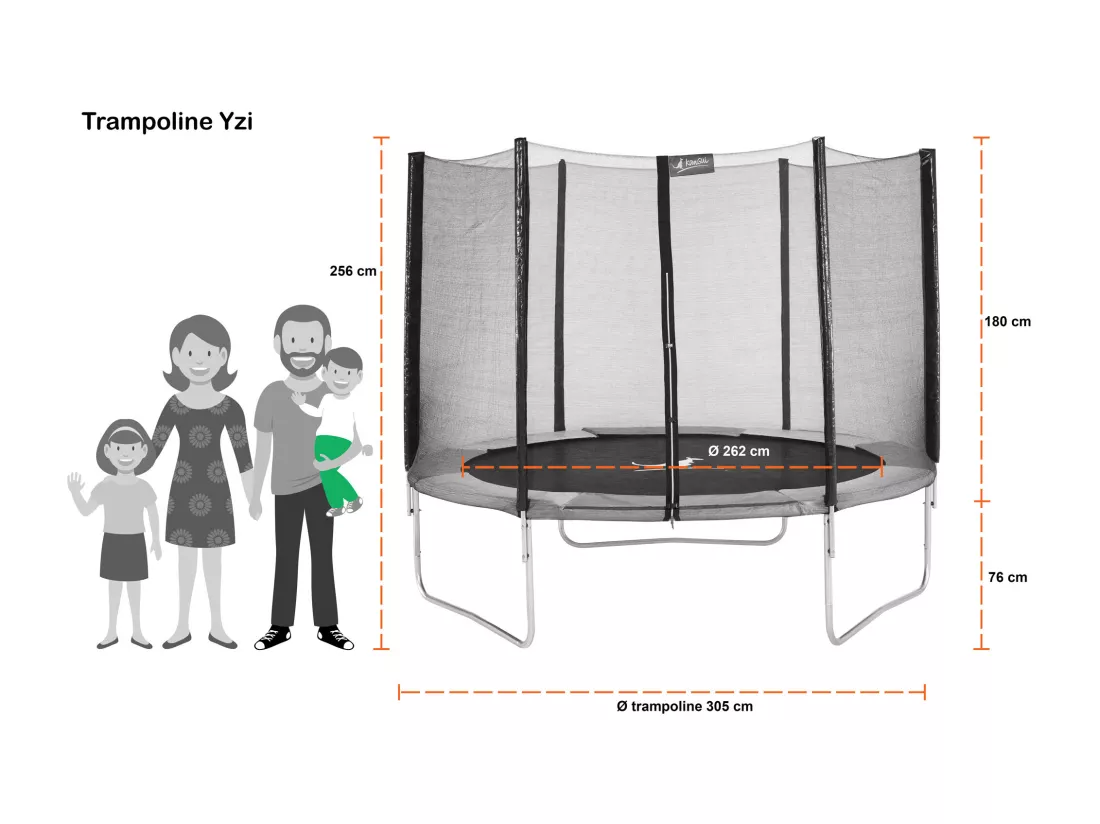 Kangui - Trampoline rond Ø300cm avec filet, échelle, bâche et kit d'ancrage - RALLI 300 + Kit Yoga Expert