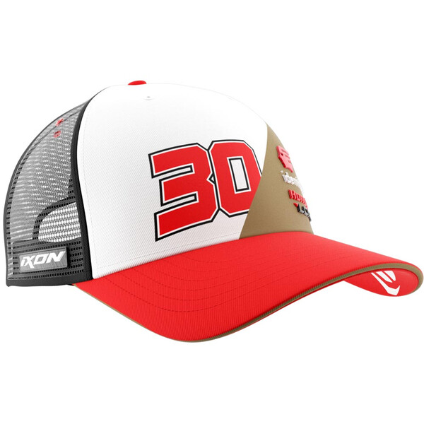 Ixon - Casquette Mesh Dual LCR / Nakagami 24 Blanc / Or / Rouge / Noir
