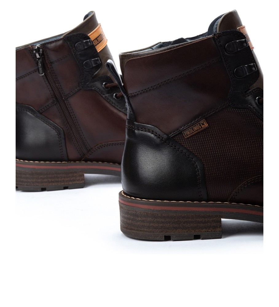 Botas de tornozelo Pikolinos York em couro marrom