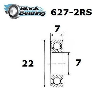 Roulement Black Bearing B5 627-2RS 7 x 22 x 7