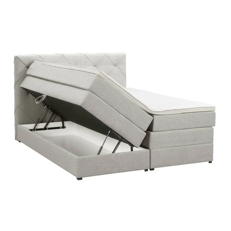 Boxspring met opbergruimte Liv geruit - ecru - 180x200 cm