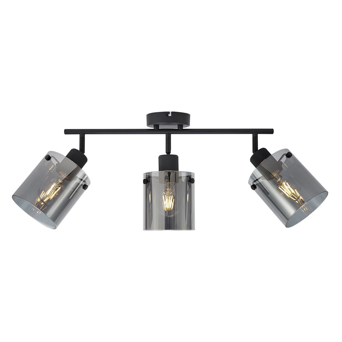 Design plafondspot zwart met smoke glas 3-lichts - Domo