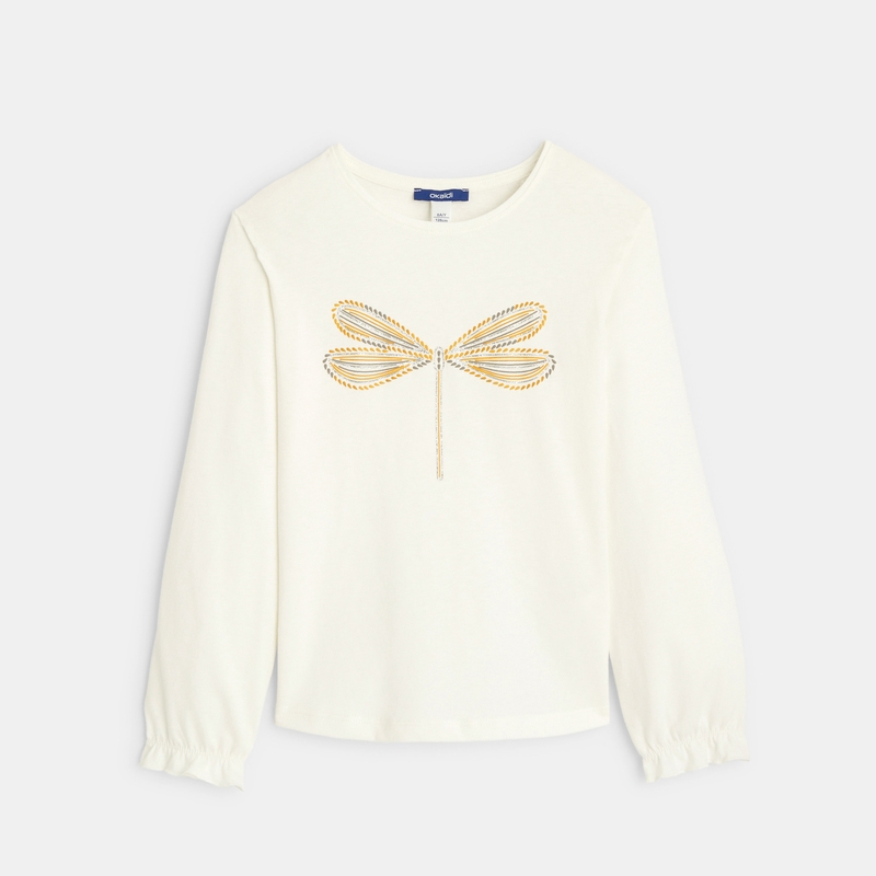 T-shirt à motif pailleté jaune fille