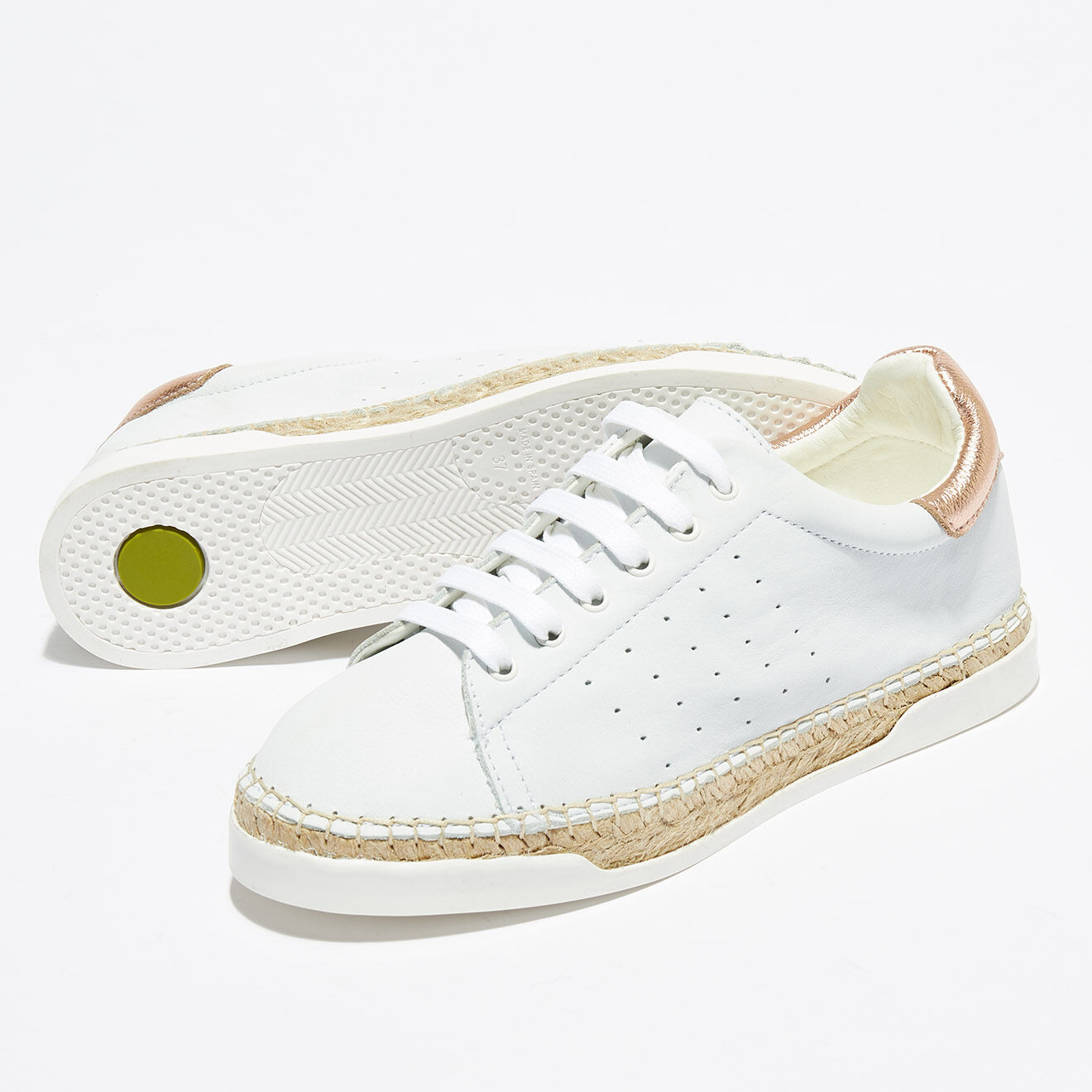 Canal Saint Martin Baskets espadrilles en Cuir Lancry Original blanc/doré rose
