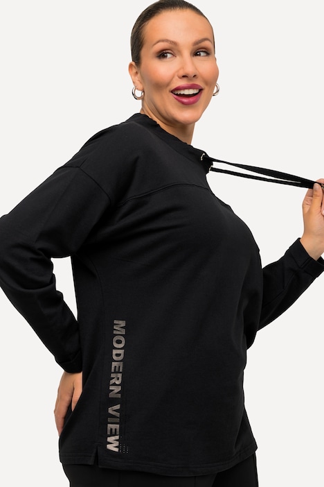 Sweatshirt, Schriftmotiv, Boxy, Stehkragen, Langarm
