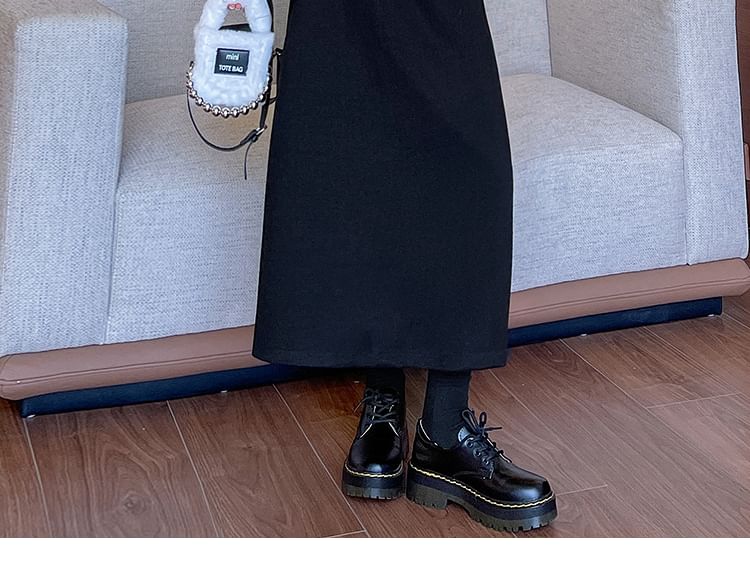 Niji Smile - Hoge taille effen maxi A-lijn rok