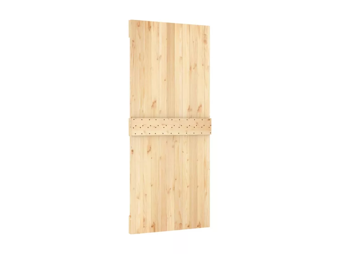 Porte coulissante et kit de quincaillerie 90x210 cm pin massif
