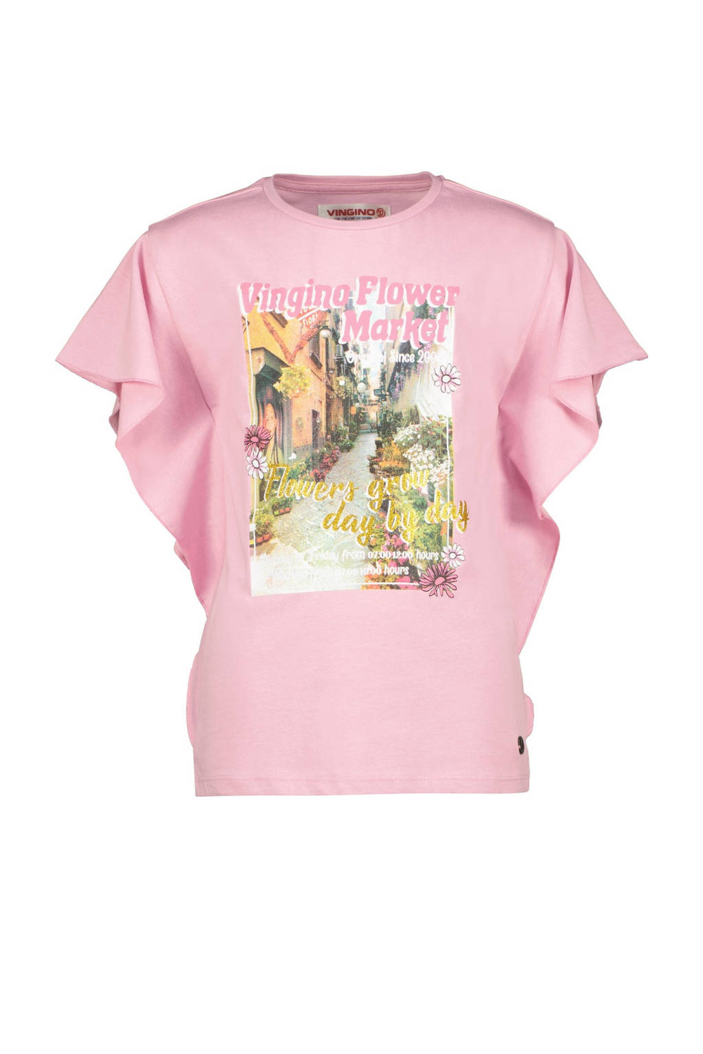 Vingino T-shirt Hailie met printopdruk roze