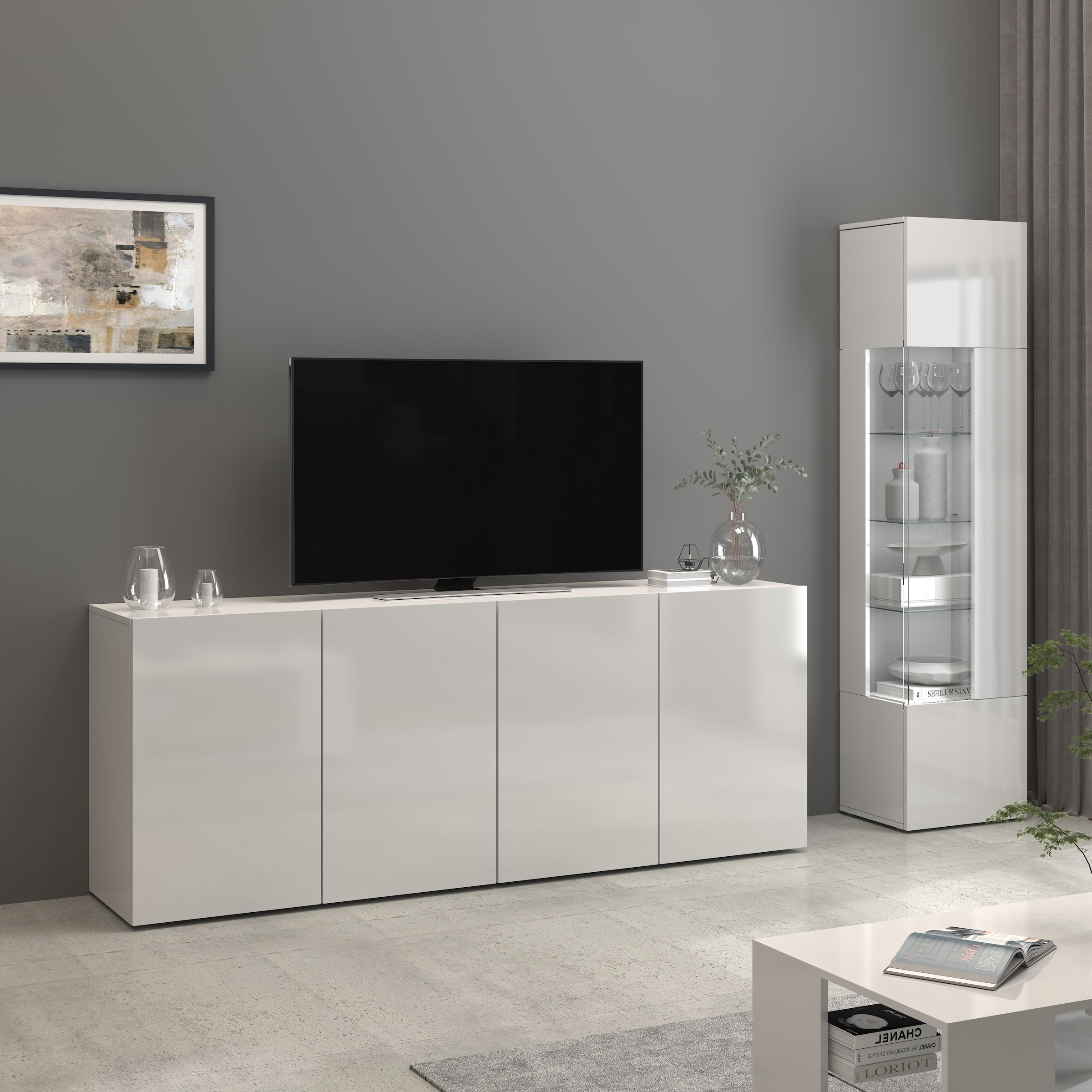 INOSIGN Vitrine »Egypt« komplett hochglanz lackiert, 1 Glastür mit 3 Glasböden
