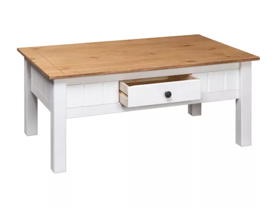 Table basse Blanc 100x60x45 cm Pin massif Assortiment Panama