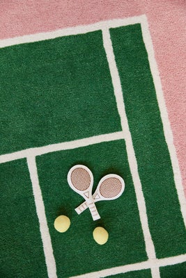 OYOY Tennis Gulvteppe 88x150, Green/Rose