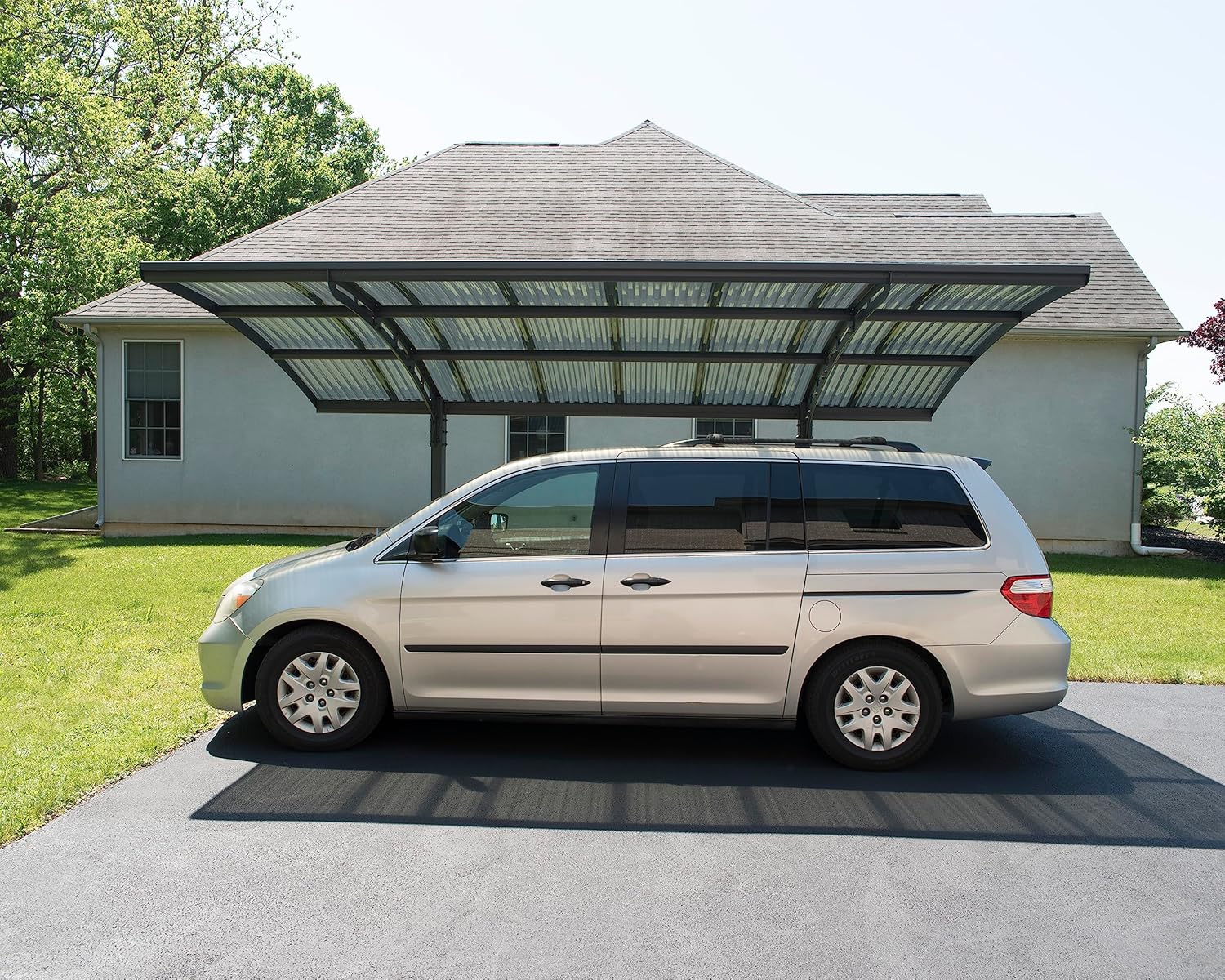 Canopia by Palram Carport Bausatz Arizona Wave 495 x 289cm Einzelcarport Polycarbonat in Anthrazit für PKW aus rostfreiem Aluminium