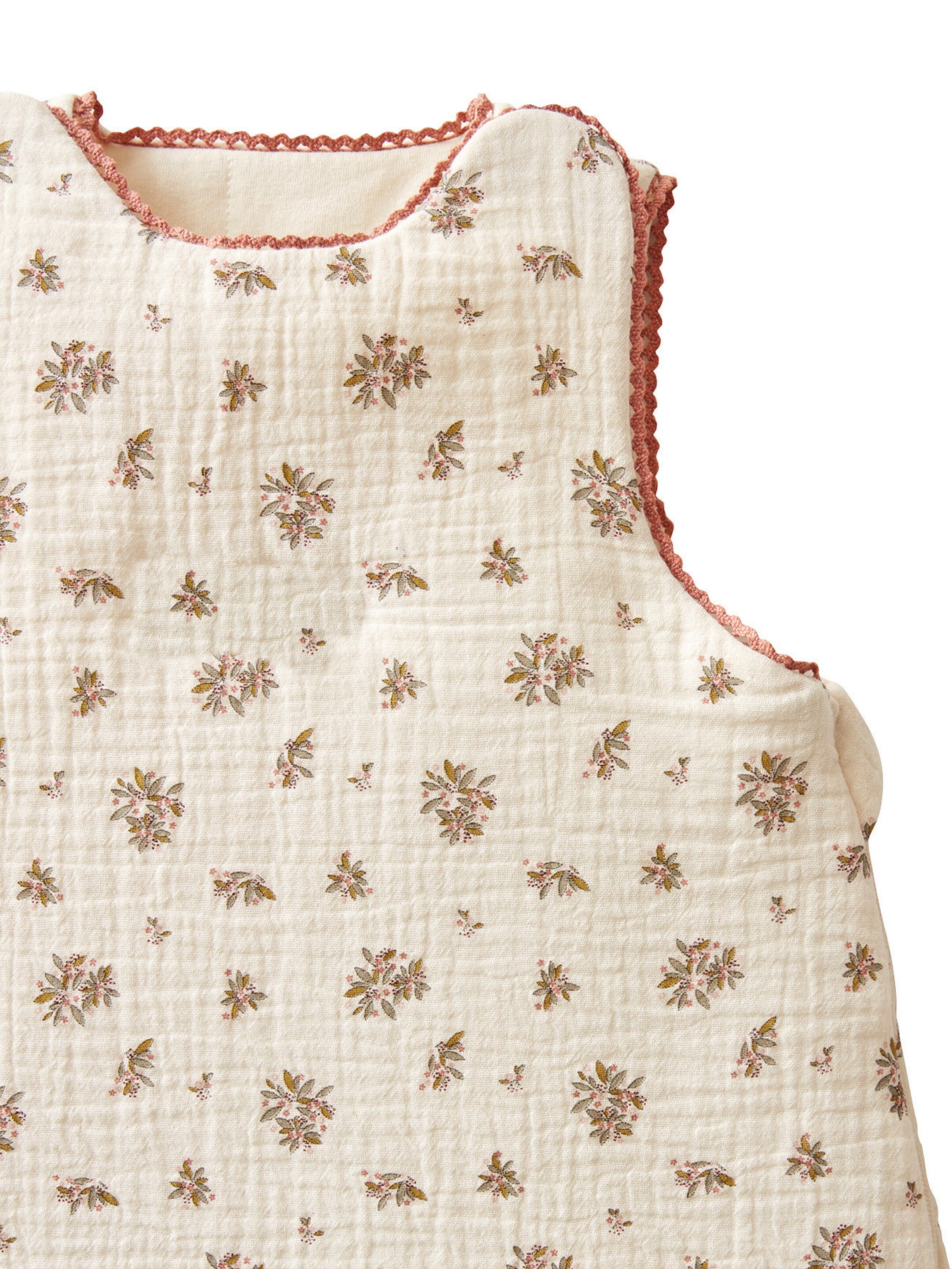 Vertbaudet Ärmelloser Baby Schlafsack LANDHAUS wollweiß/mehrfarbig