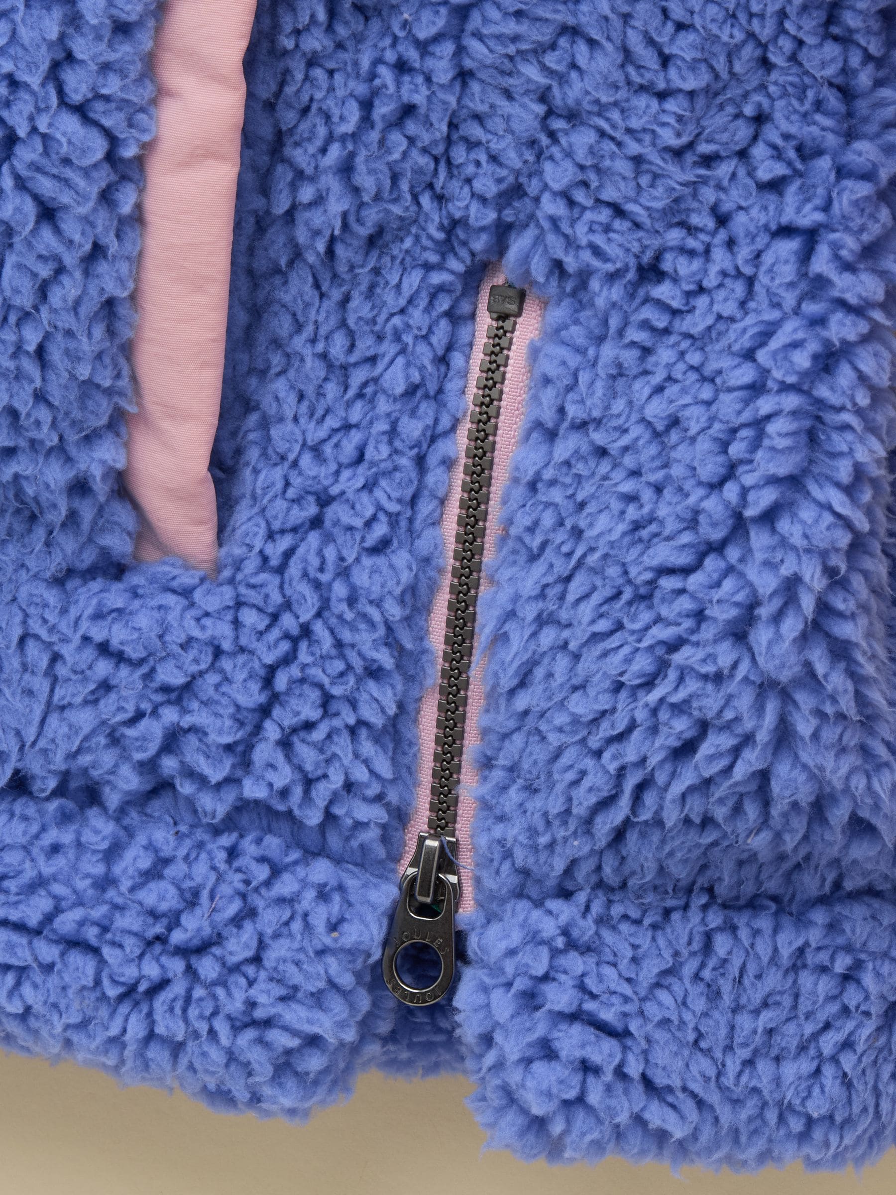 Blauw met kleurvlakken - Joules - Tilly - Fleece met korte rits voor meisjes