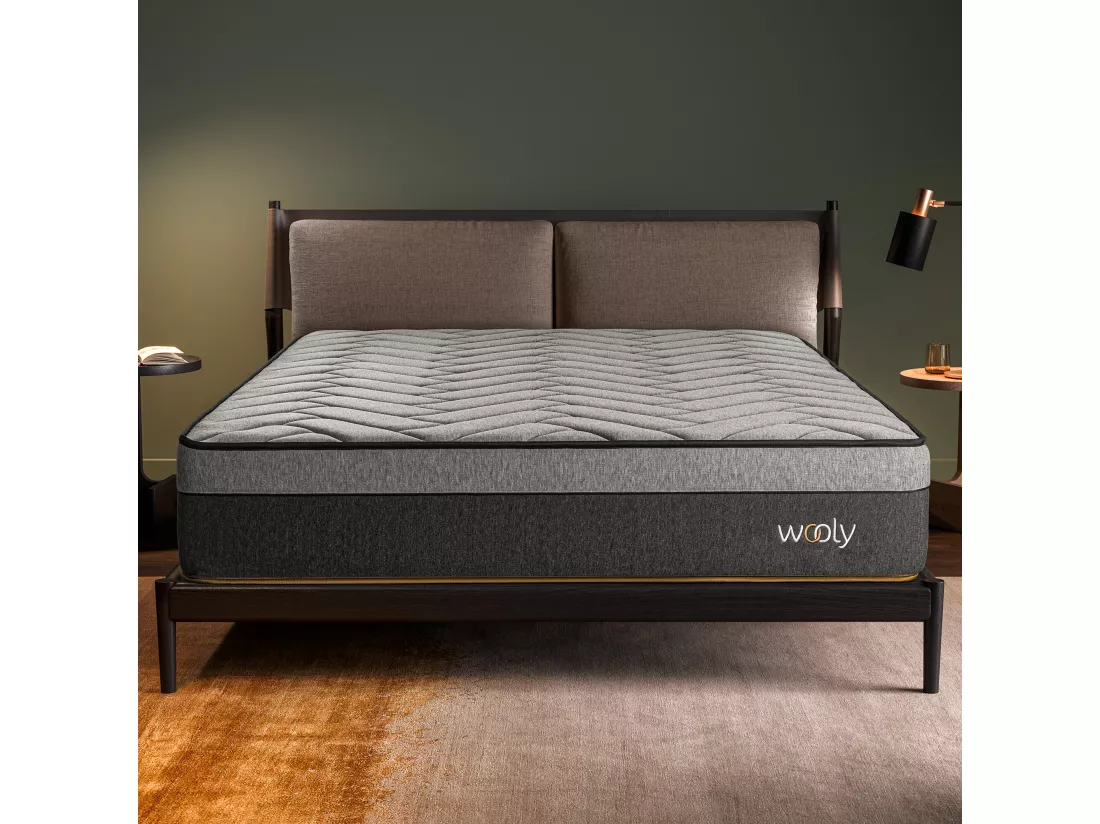 Matelas Wooly Level XXL 140x190 cm - Tres Epais 32 cm - Mousse Gel rafraîchissant mémoire de Forme - HR 35 kg - Laine - Latex - Oeko TEX - Ferme