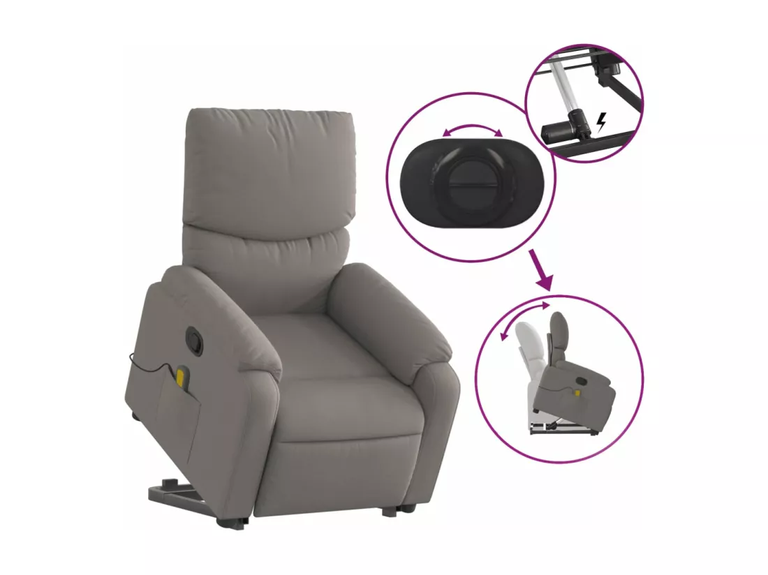 Fauteuil inclinable massant Taupe Tissu