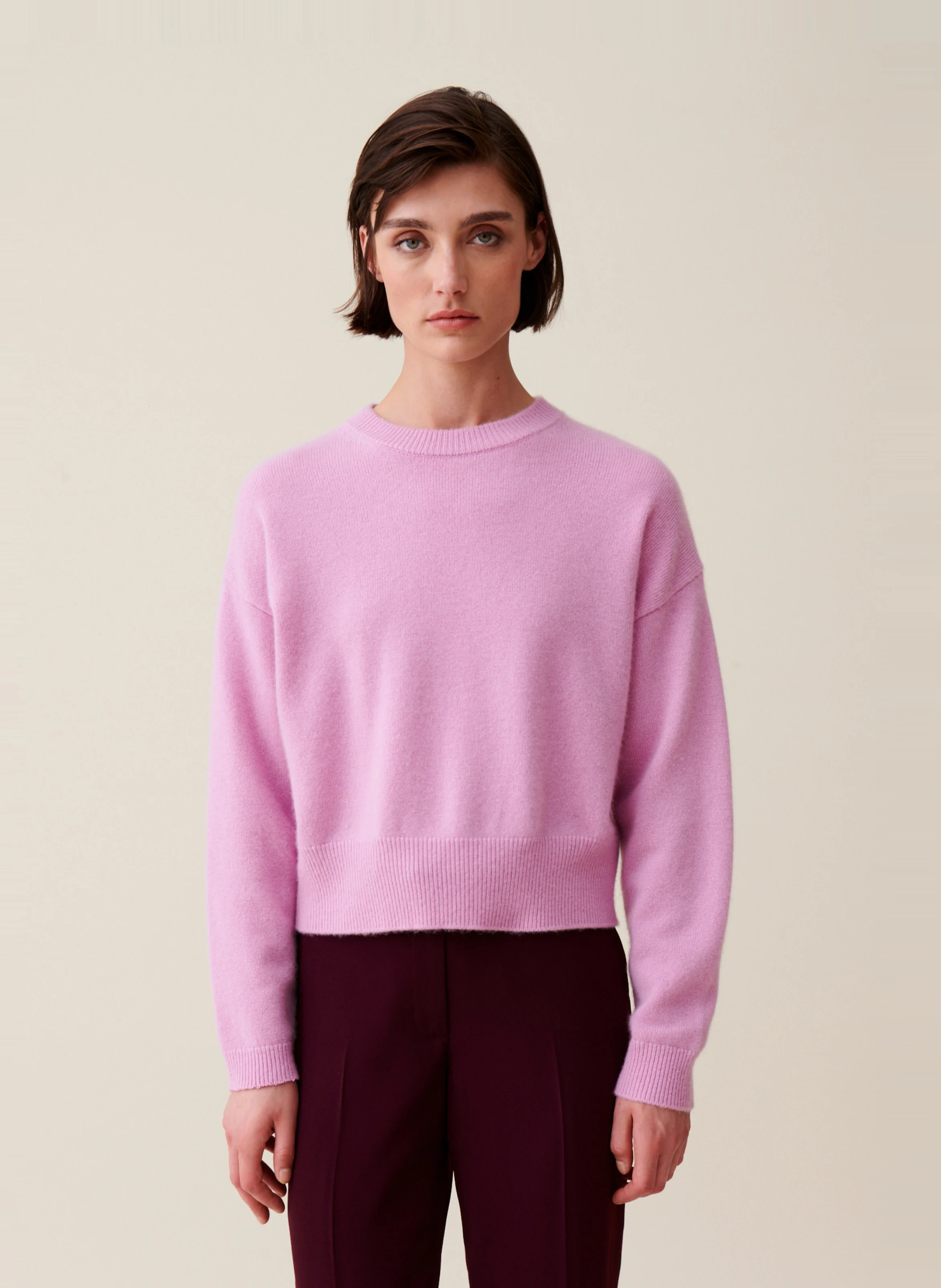 Pull col rond en cachemire | Rose