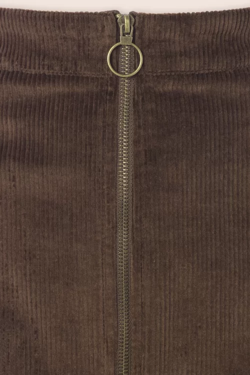 Vixen Corduroy zip up rok in bruin