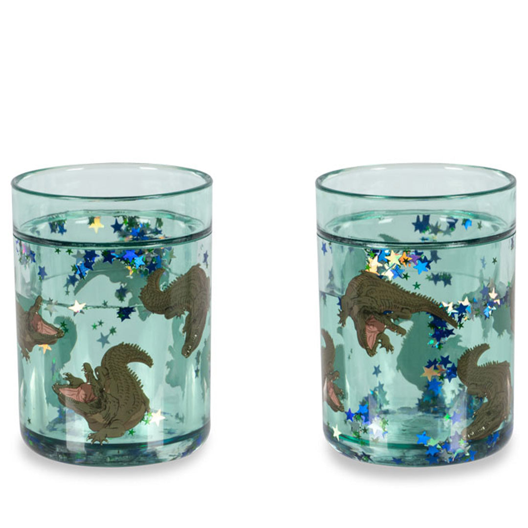 konges sløjd kinderbekers met glitter - crocodile - 2st