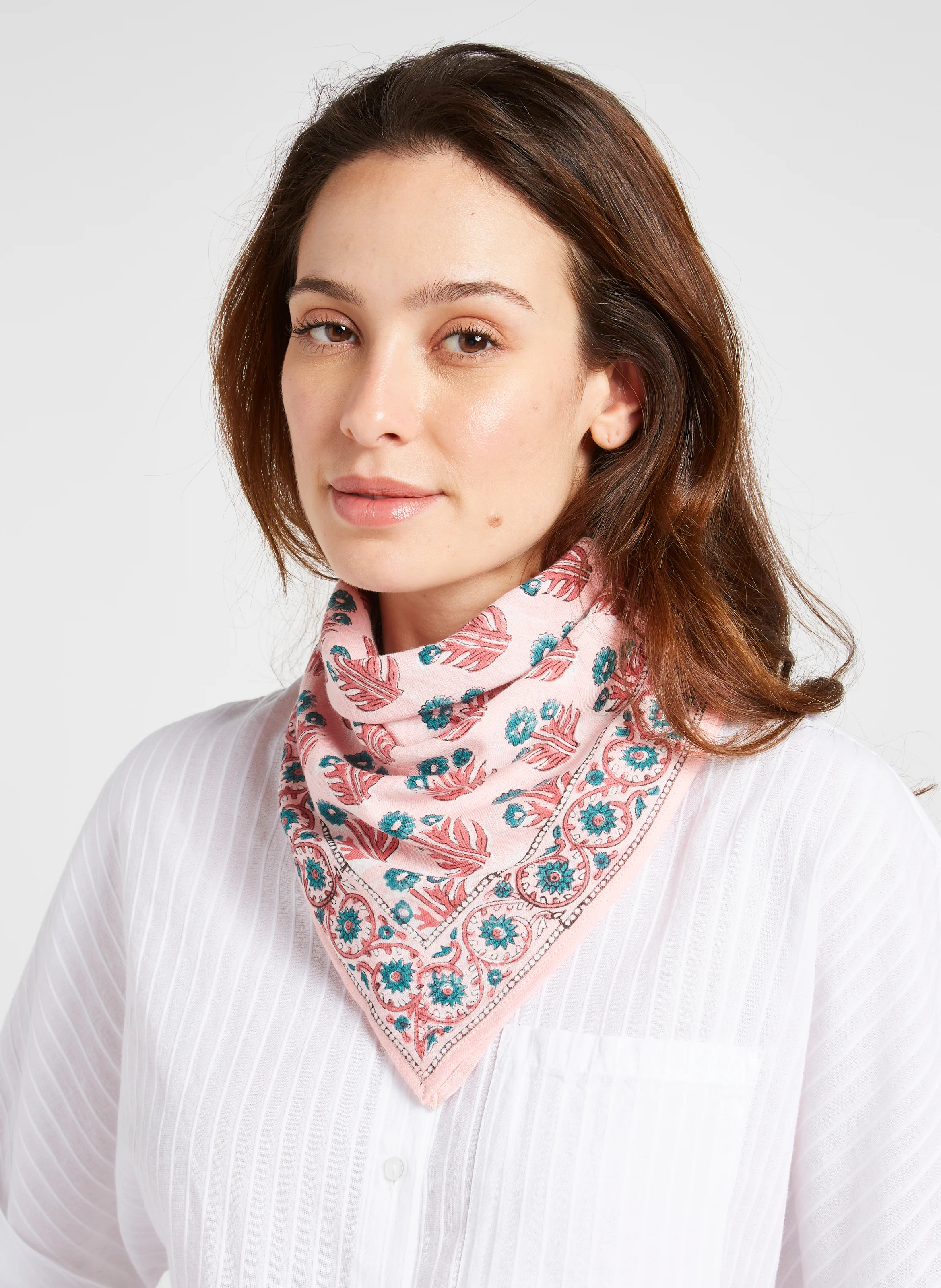 MANIKA - Foulard en coton imprimé | Rose