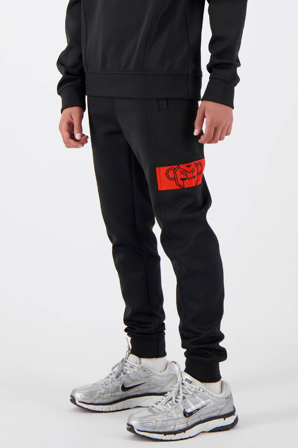 BLACK BANANAS regular fit joggingbroek JR. COMMANDER zwart/rood