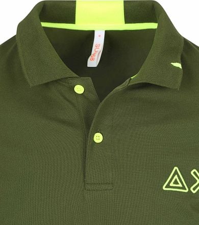 Sun68 Poloshirt Logo Fluo Army Groen A35122-37 kopen