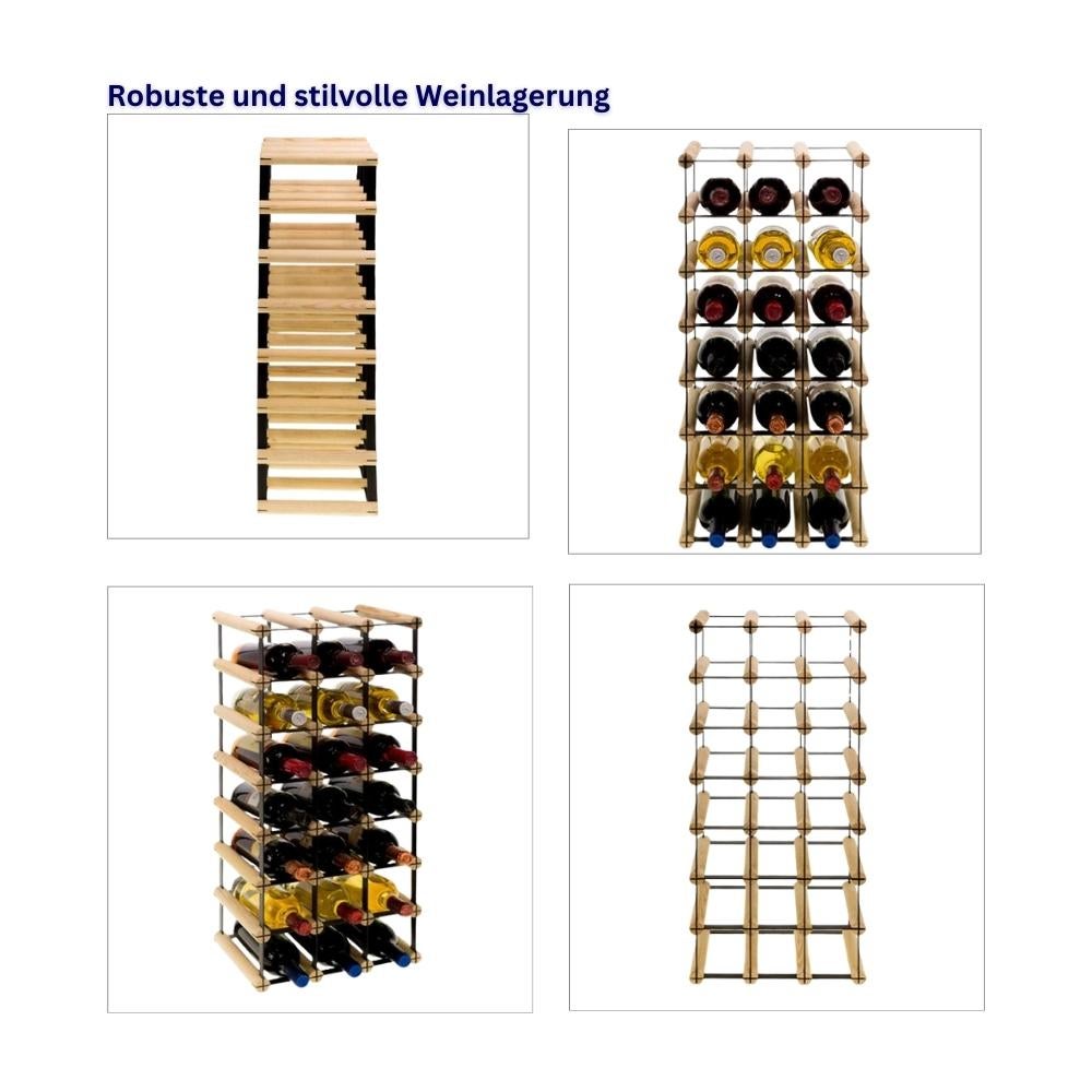 PROREGAL Modulair Wijnrek Vinotega Mod Metaal HxBxD 72,5 x 32,5 x 24,5 cm 3 x 7 Flessen Massief Dennenhout Natuurlijk