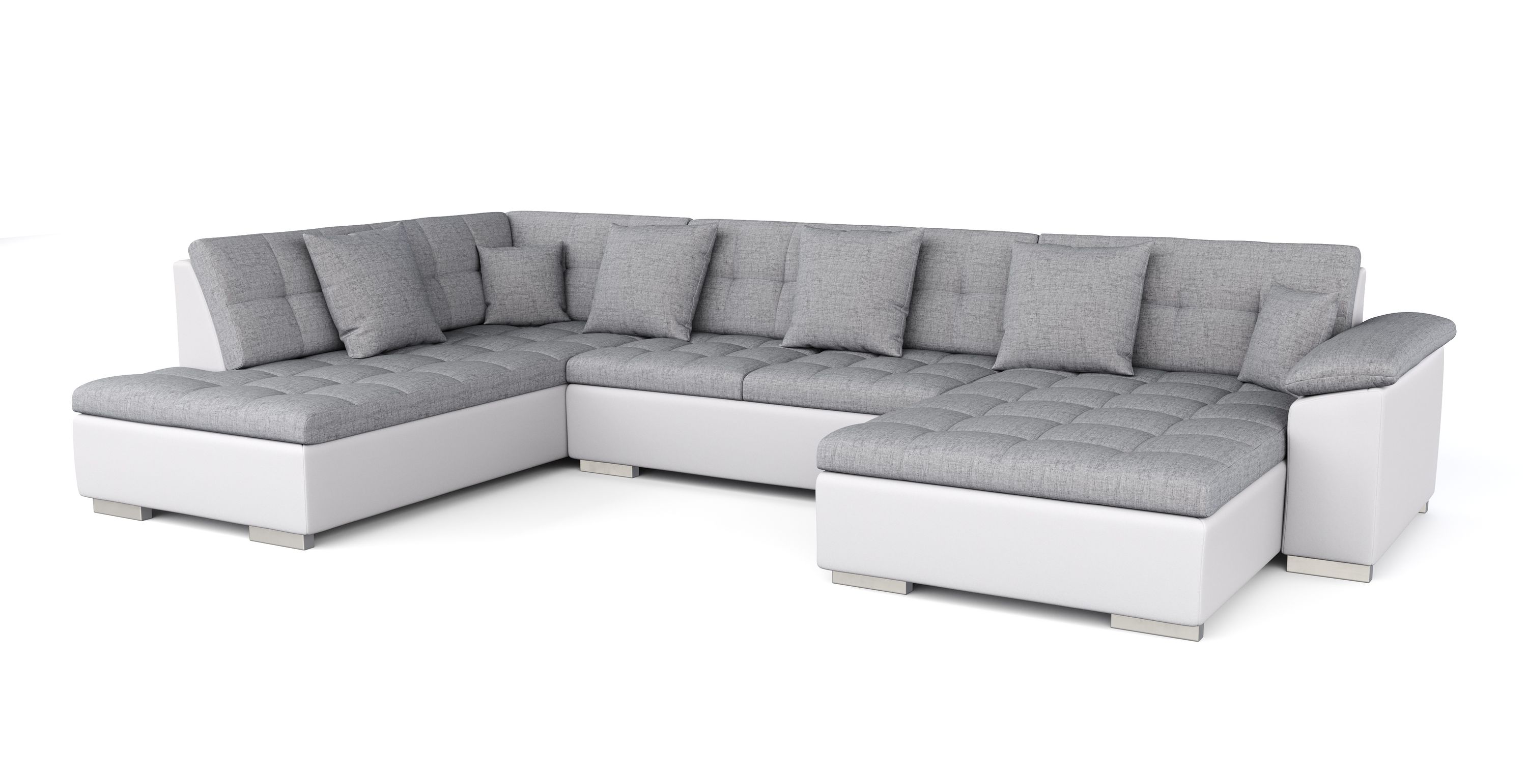 Ecksofa ARIA rechts grau/weiss