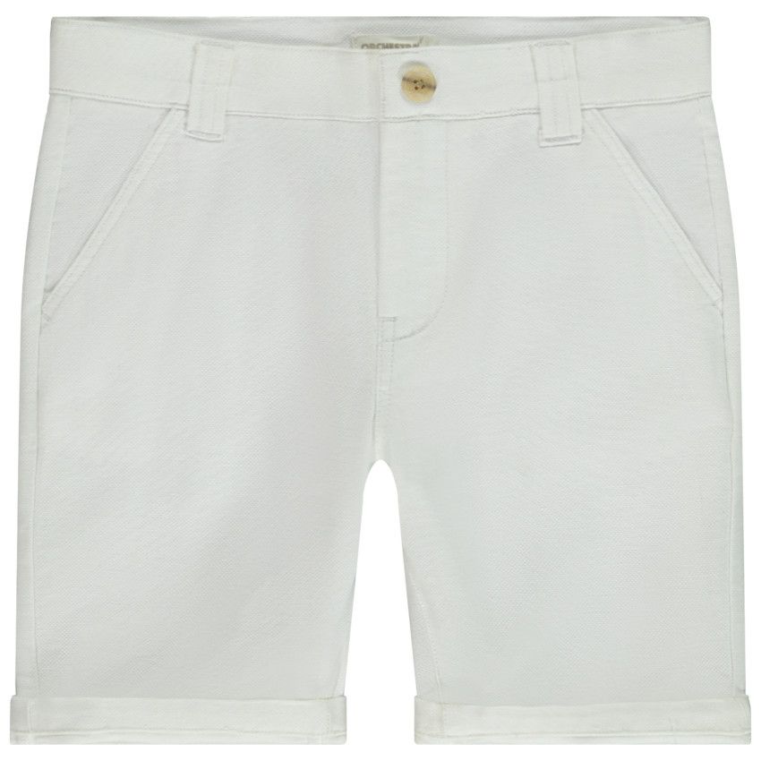 Bermuda uni en toile pour garçon - Blanc