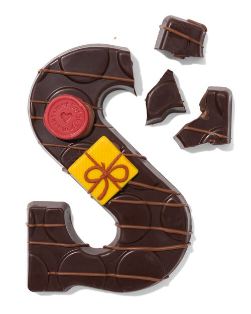 lettre S en chocolat noir décorée à la main 200g