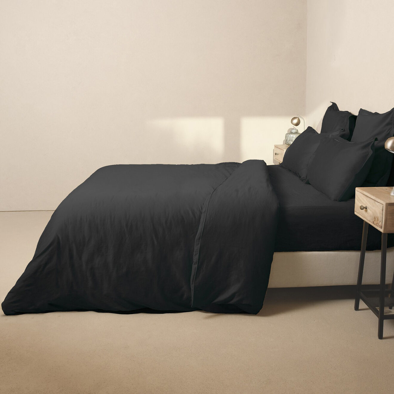 Febronie Drap housse en satin de coton Julia gris ardoise