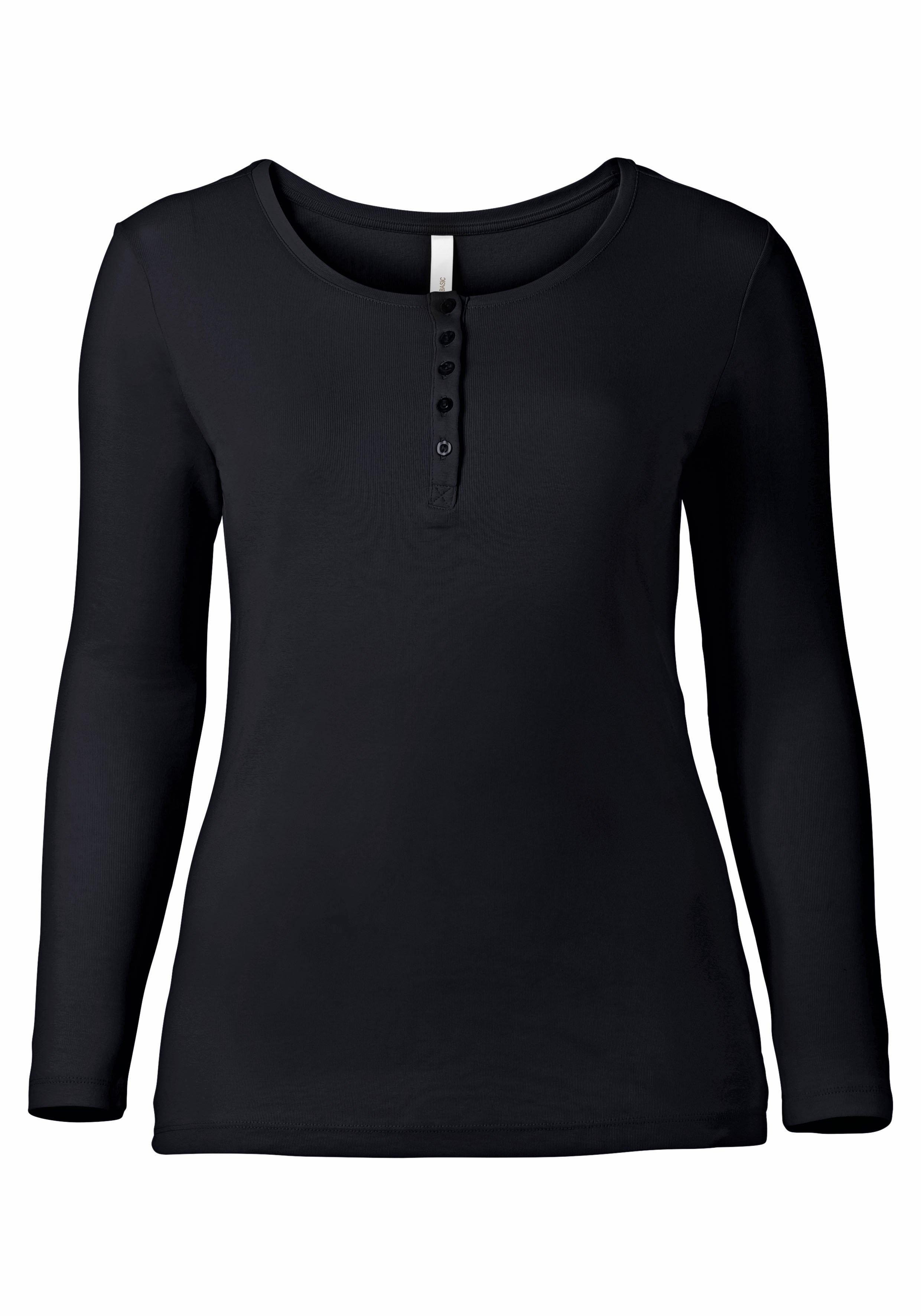 Langarmshirt mit Knopfleiste
