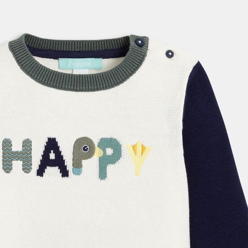 Pull maille tricot canard blanc bébé garçon Blanc
