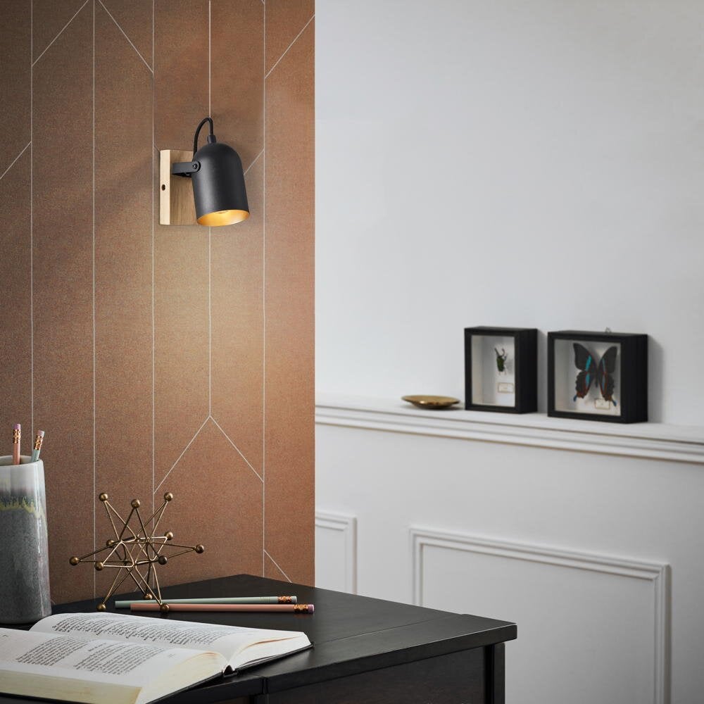 Tronte wandlamp in zwart en goud E14