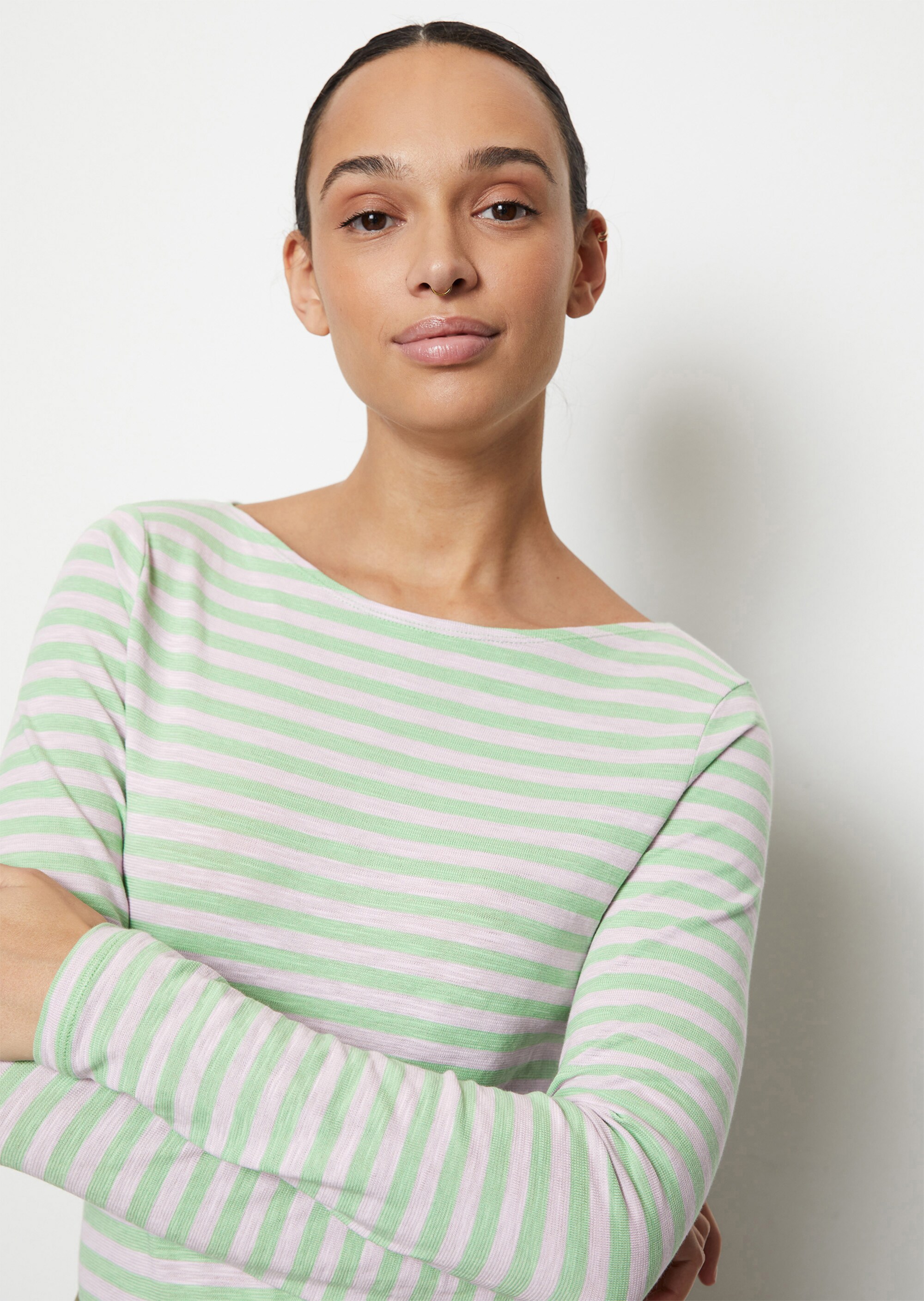 Ringel-Longsleeve regularaus Slubjersey