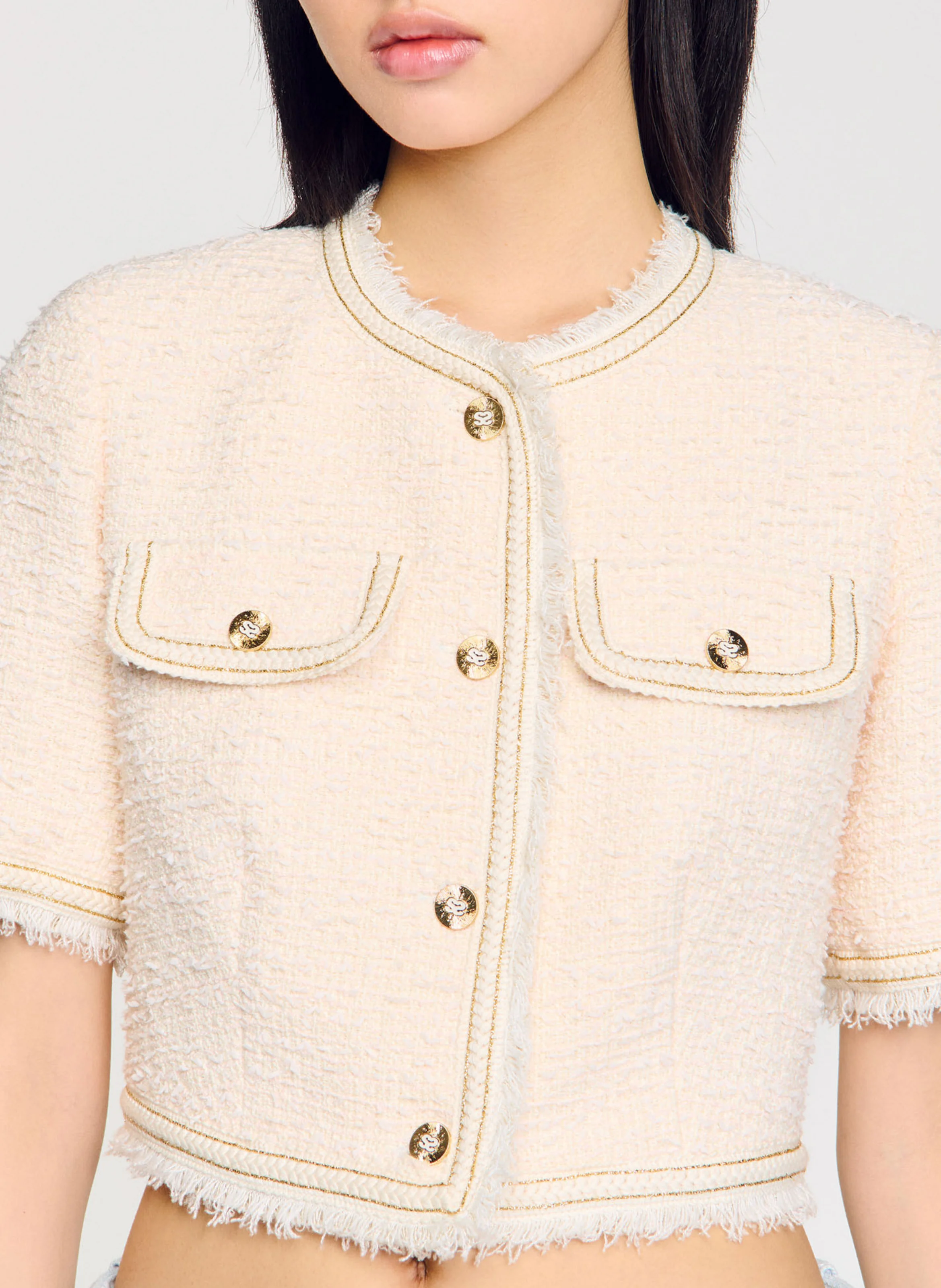 Top court col rond | Blanc