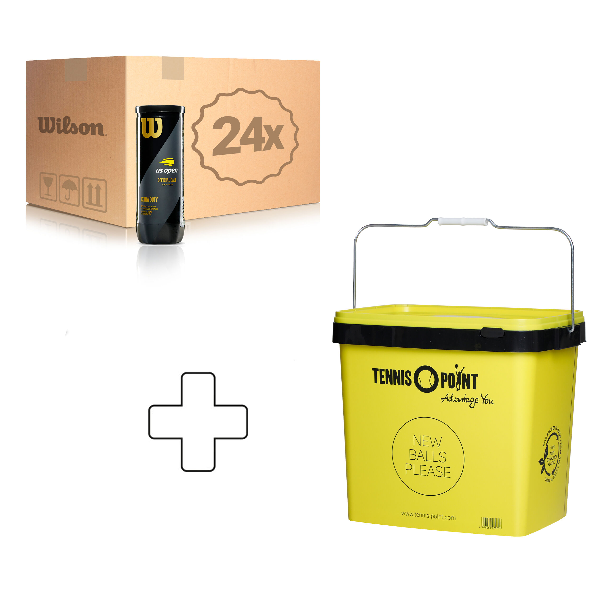 Wilson US Open 24 Tubes De 3 En Carton, + Seau À Balles