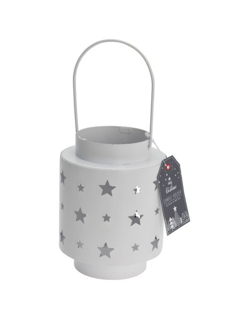 Homestyle Lantaarn Metaal 2 Ass - Kerstversiering - 13 cm Wit