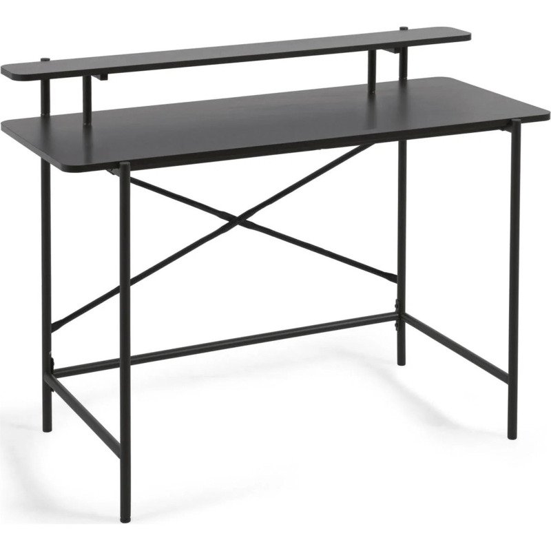Bureau Galatia en mélaminé noir et pieds en métal laqué noir 120 x 60 cm