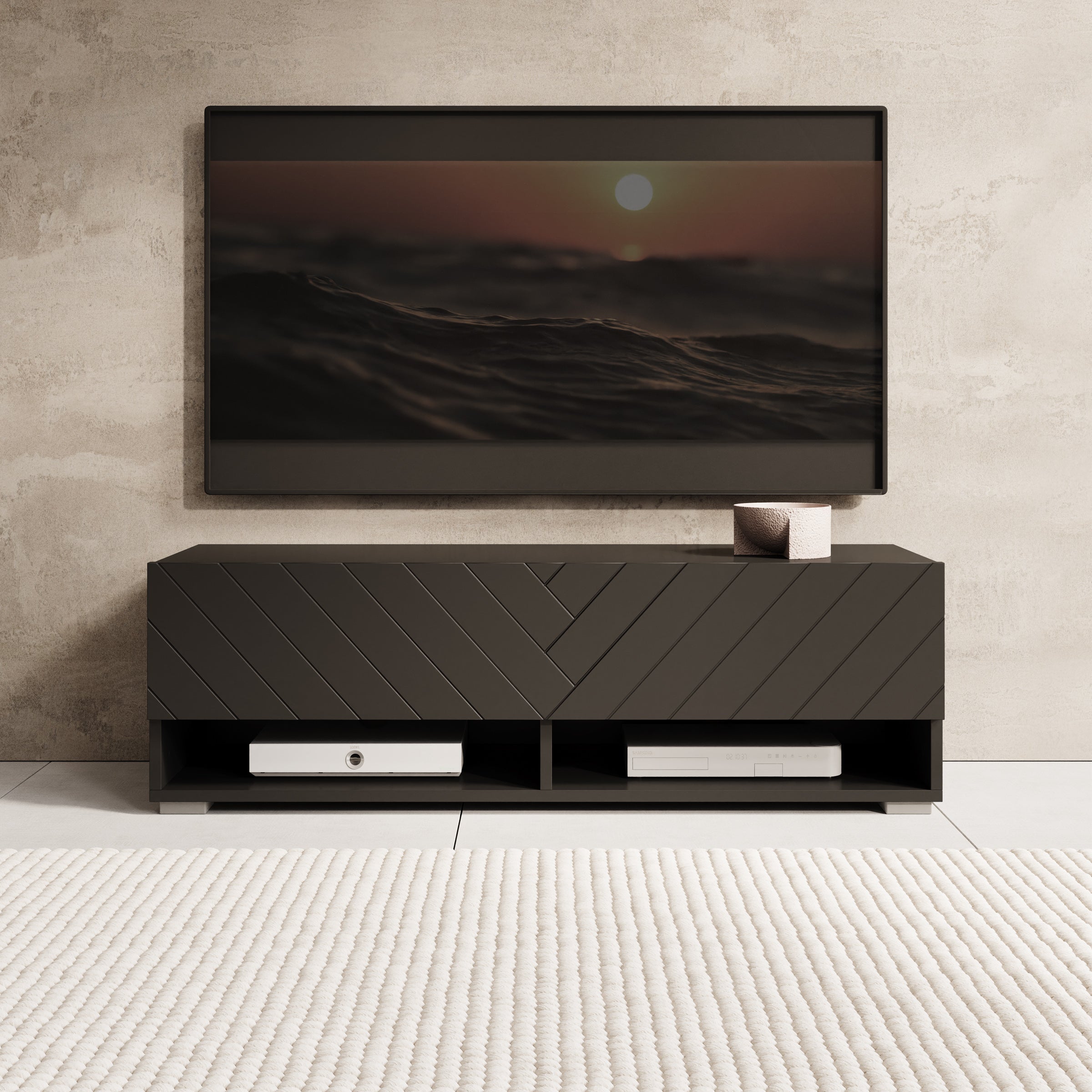 Asino - TV-Meubel - Zwart visgraat - 100x31x30 cm