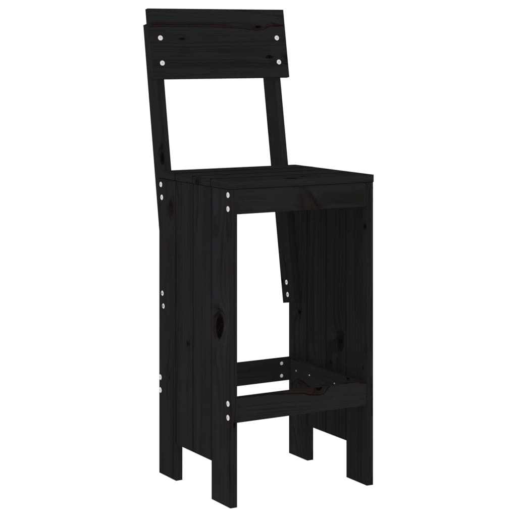 Ensemble de bar de jardin 3 pcs noir bois de pin massif