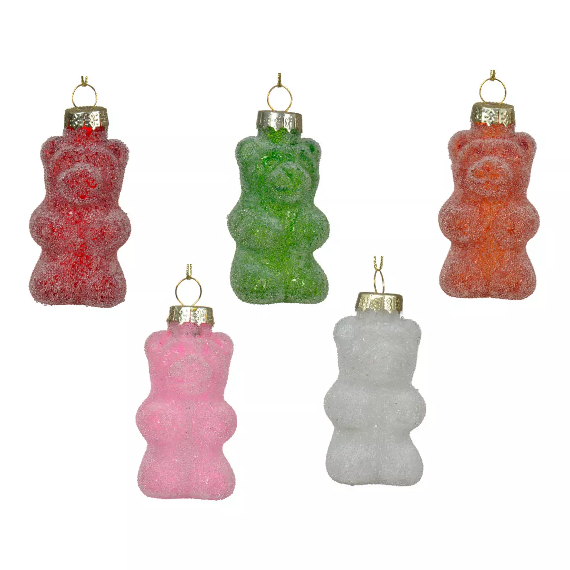 Lot de 5 Oursons en verre (H8 cm) Bonbons Gourmandise Multicolore